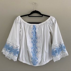 Express Off-The-Shoulder Lace Blouse (Size M)